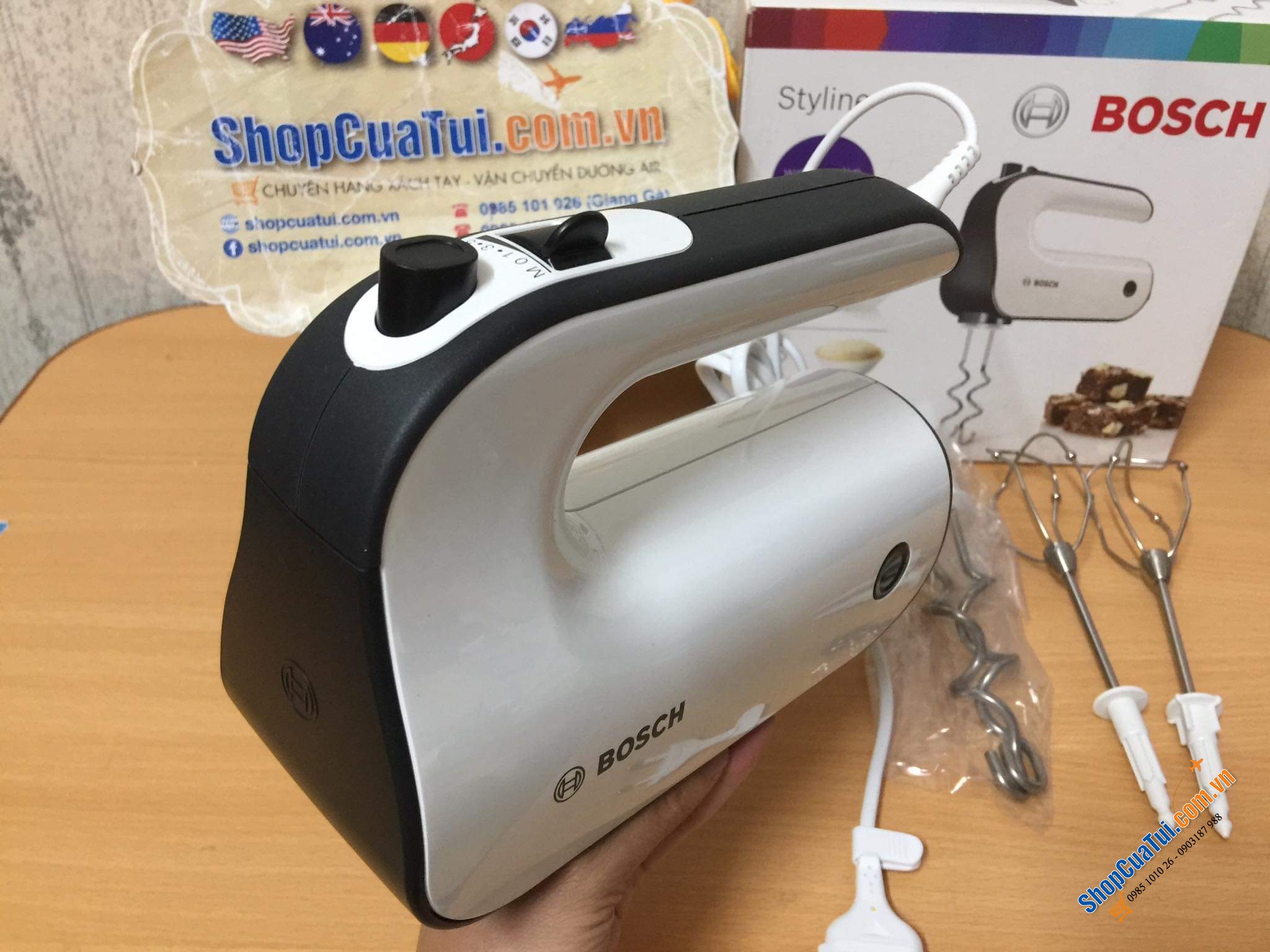 Máy đánh trứng BOSCH MFQ4020 450w mạnh mẽ màu trắng - Màu đỏ