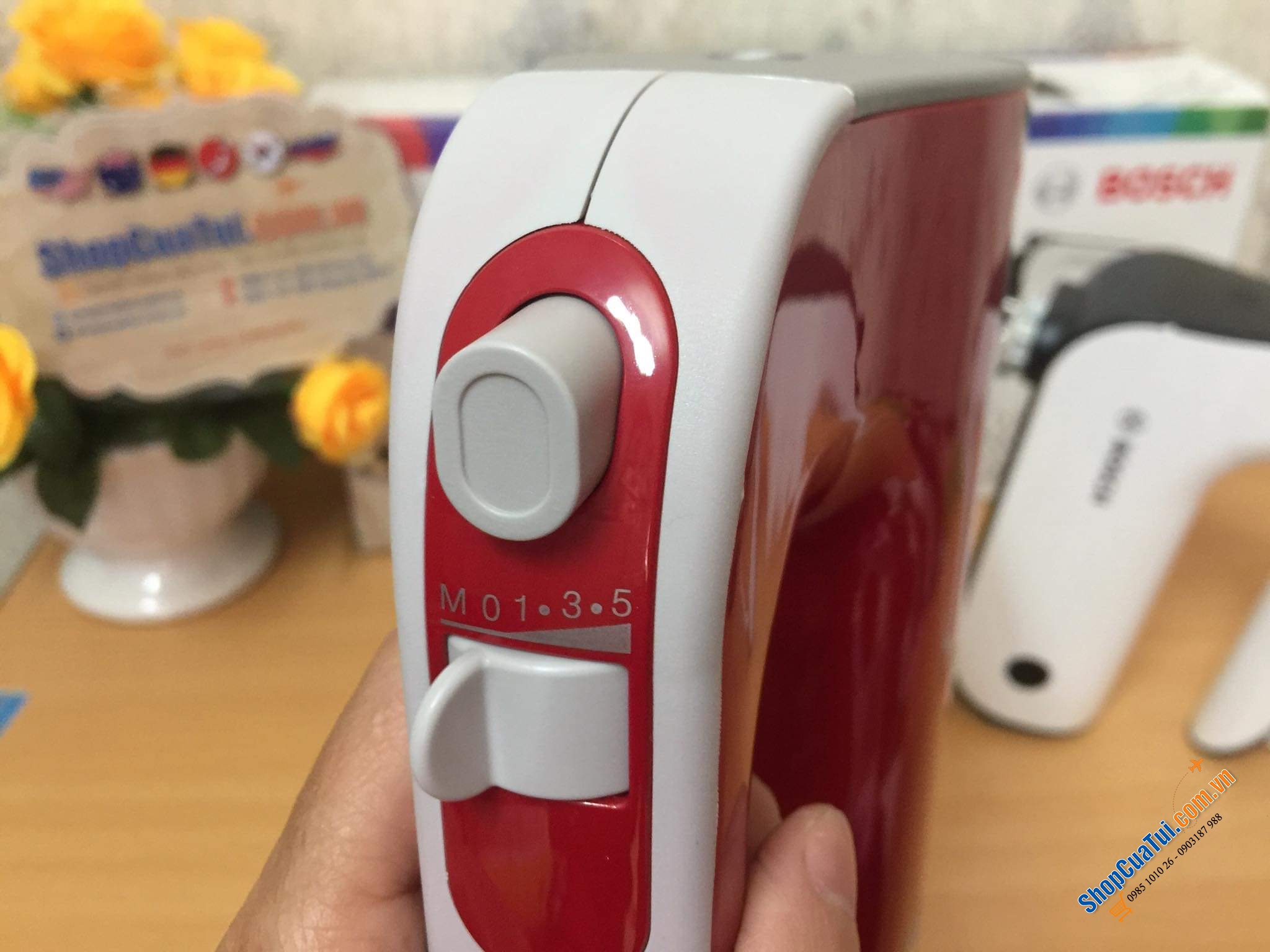 Máy đánh trứng BOSCH MFQ4020 450w mạnh mẽ màu trắng - Màu đỏ