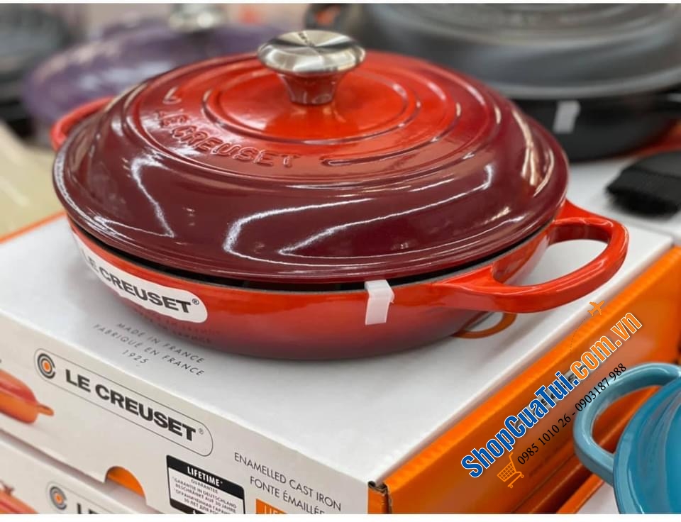 NỒI CHẢO LE CREUSET Gourmet Profitopf Evo 26cm -  2,2 lit. MÀU CAM - MÀU ĐỎ - MÀU TRẮNG NGÀ MERINGUE.
