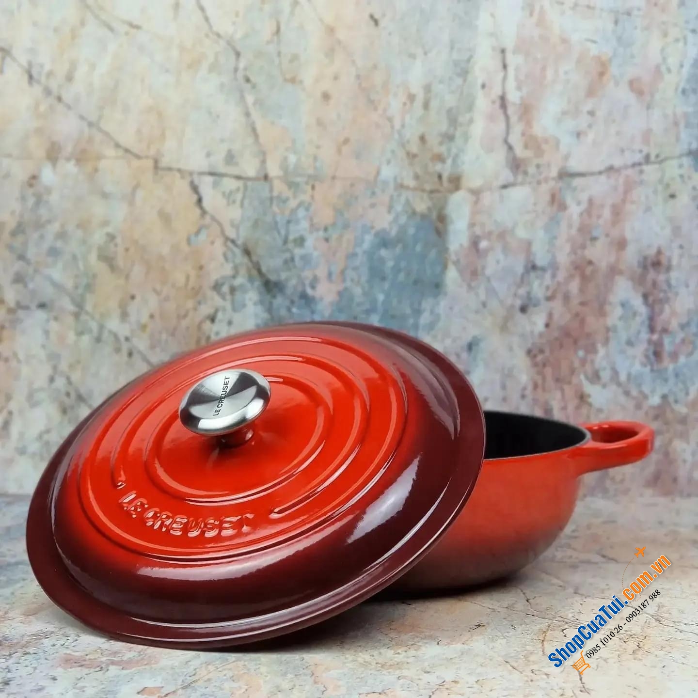 NỒI CHẢO LE CREUSET Gourmet Profitopf Evo 26cm -  2,2 lit. MÀU CAM - MÀU ĐỎ - MÀU TRẮNG NGÀ MERINGUE.