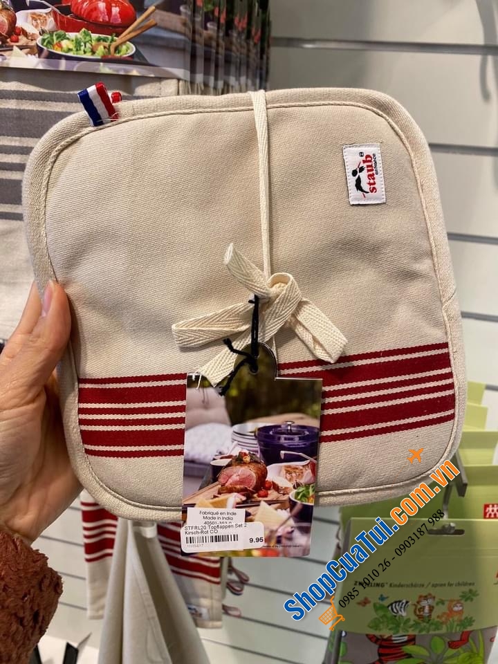 SET 2 MIẾNG BẮC NỒI STAUB - MIẾNG LÓT NỒI ĐÔI STAUB CHẤT LIỆU VẢI - màu đỏ