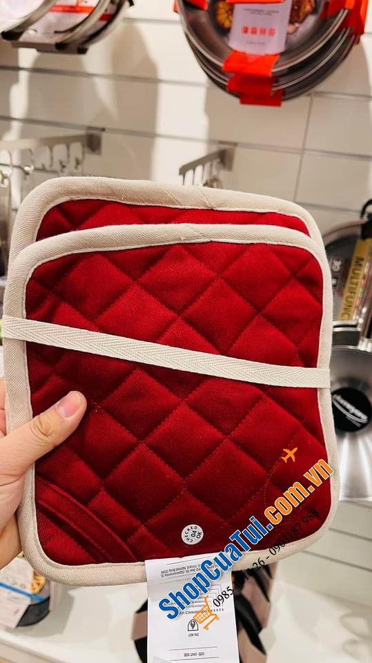 SET 2 MIẾNG BẮC NỒI STAUB - MIẾNG LÓT NỒI ĐÔI STAUB CHẤT LIỆU VẢI - màu đỏ