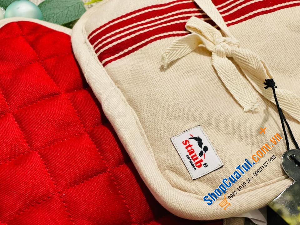 SET 2 MIẾNG BẮC NỒI STAUB - MIẾNG LÓT NỒI ĐÔI STAUB CHẤT LIỆU VẢI - màu đỏ