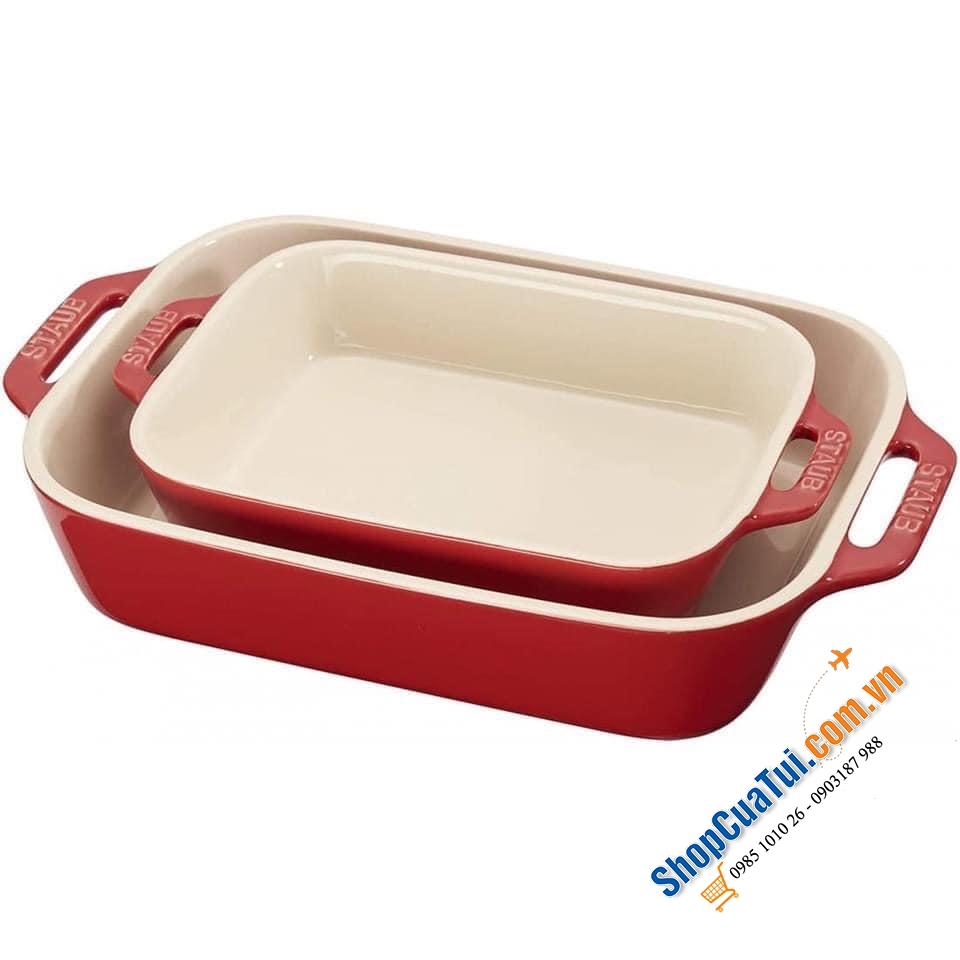 SET 2 KHAY GỐM CHỮ NHẬT BỎ LÒ STAUB.