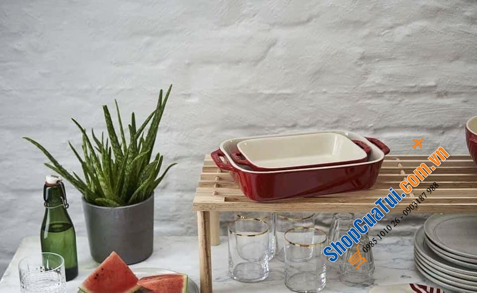 SET 2 KHAY GỐM CHỮ NHẬT BỎ LÒ STAUB.