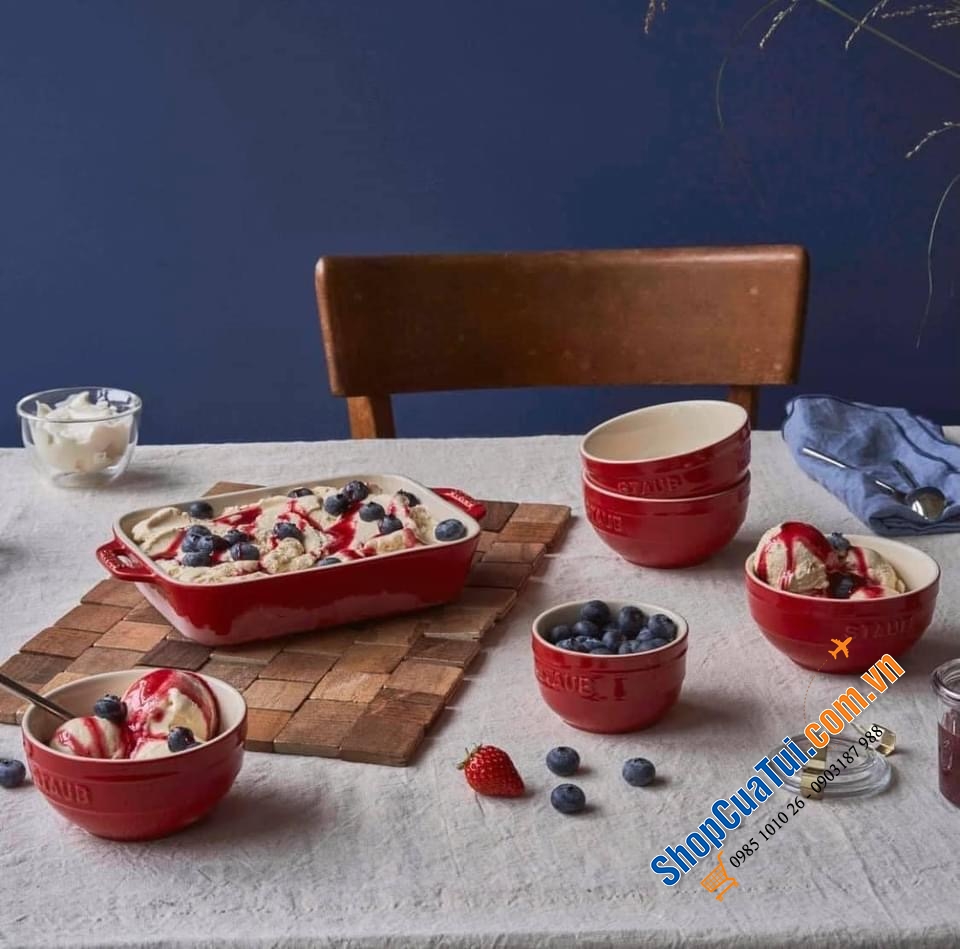 SET 2 KHAY GỐM CHỮ NHẬT BỎ LÒ STAUB.