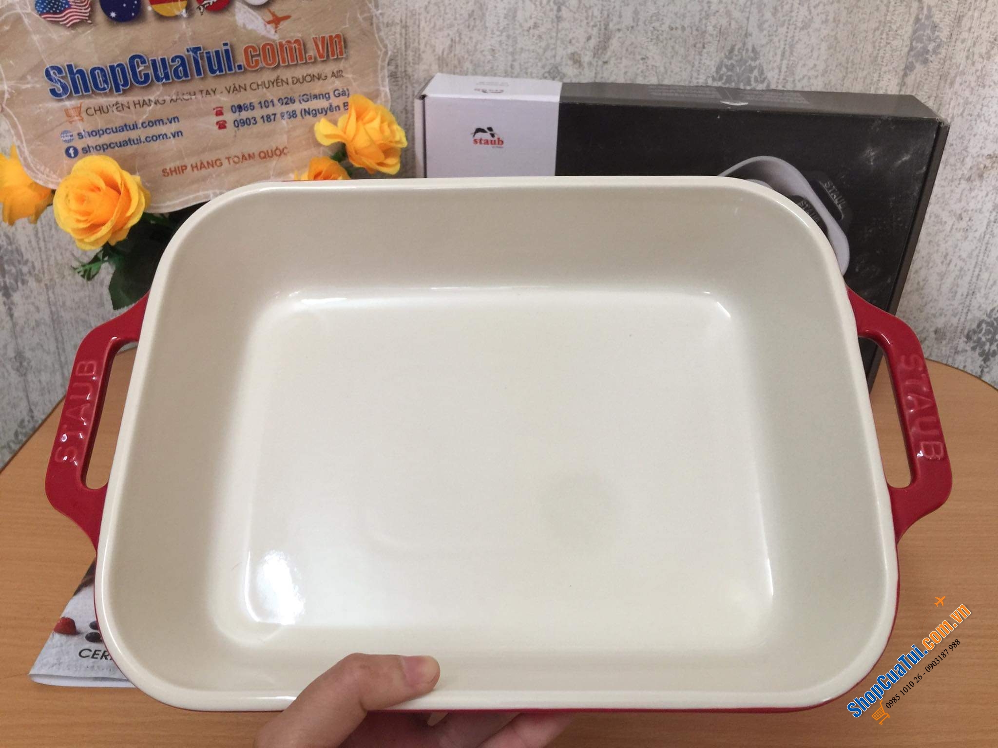 SET 2 KHAY GỐM CHỮ NHẬT BỎ LÒ STAUB.