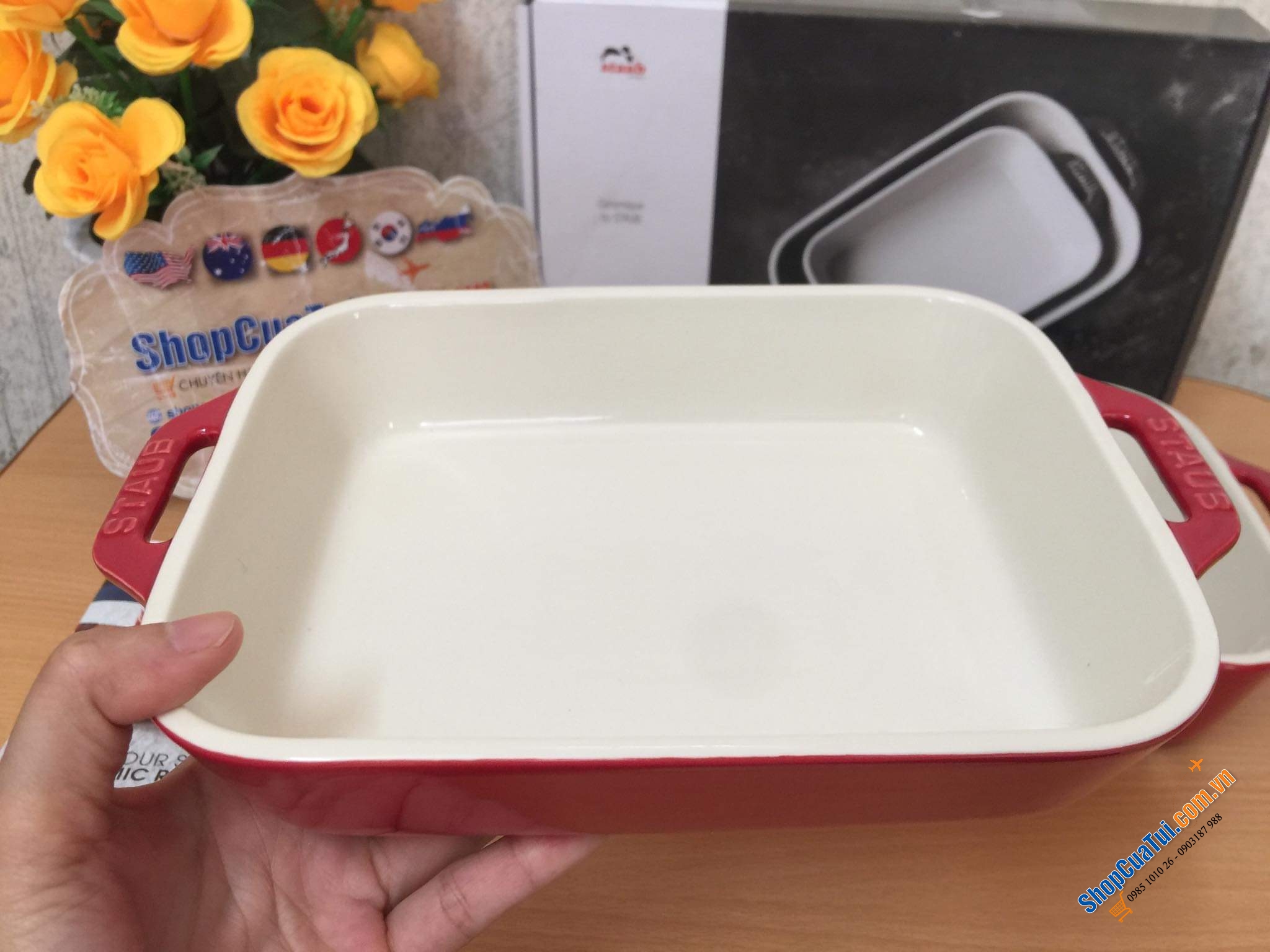SET 2 KHAY GỐM CHỮ NHẬT BỎ LÒ STAUB.