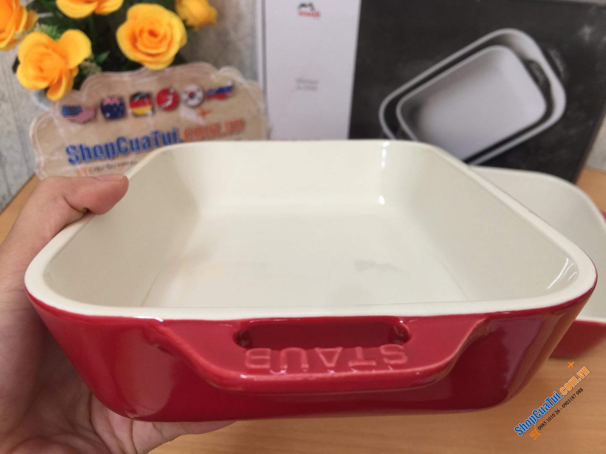 SET 2 KHAY GỐM CHỮ NHẬT BỎ LÒ STAUB.