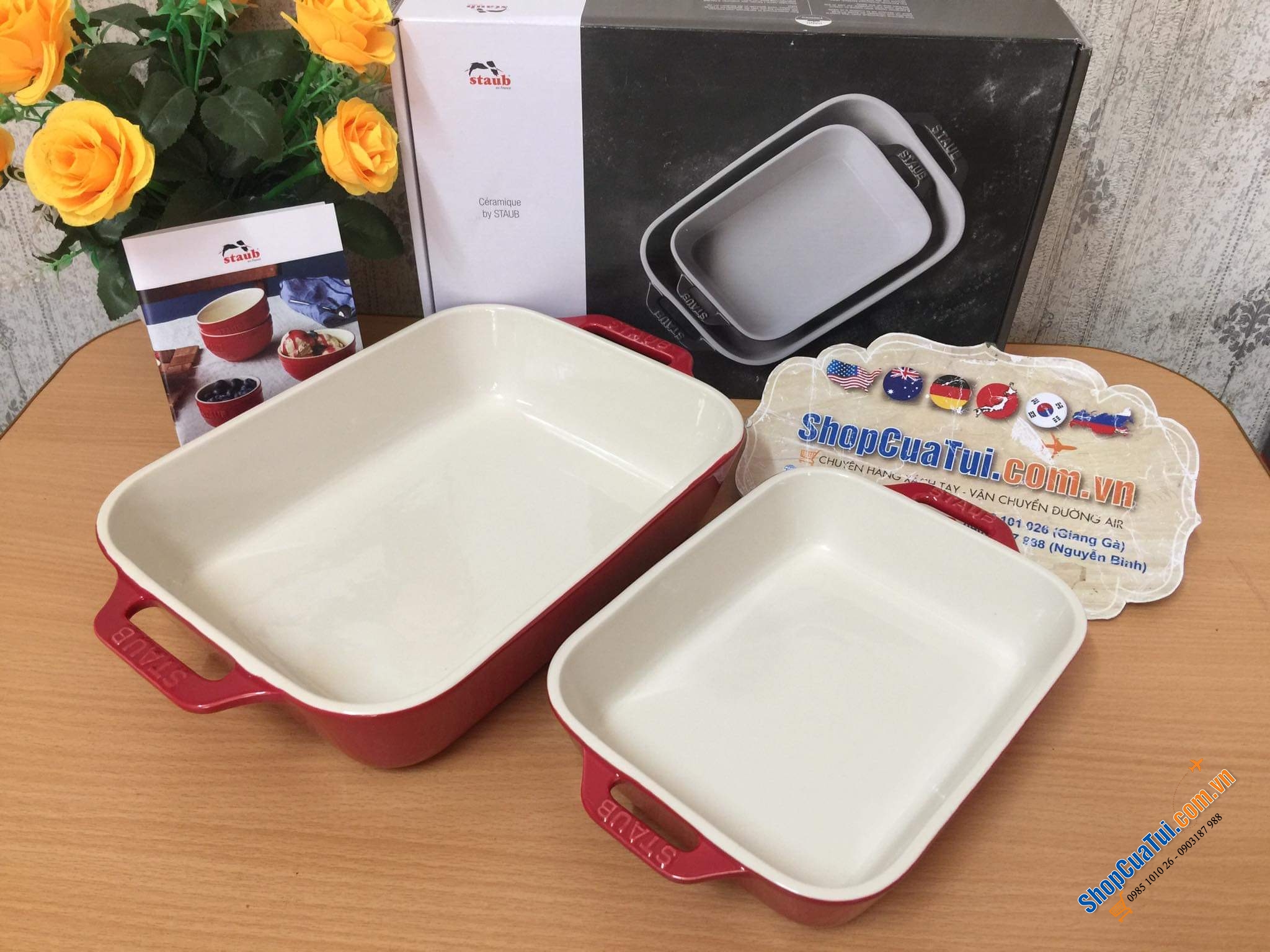 SET 2 KHAY GỐM CHỮ NHẬT BỎ LÒ STAUB.