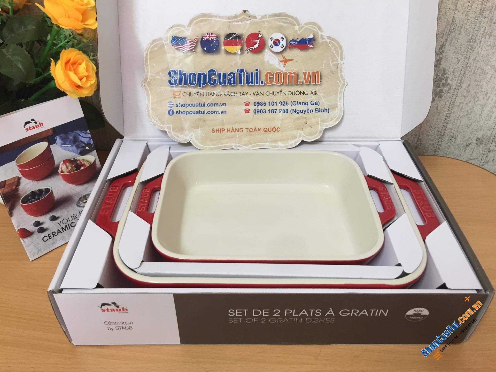SET 2 KHAY GỐM CHỮ NHẬT BỎ LÒ STAUB.