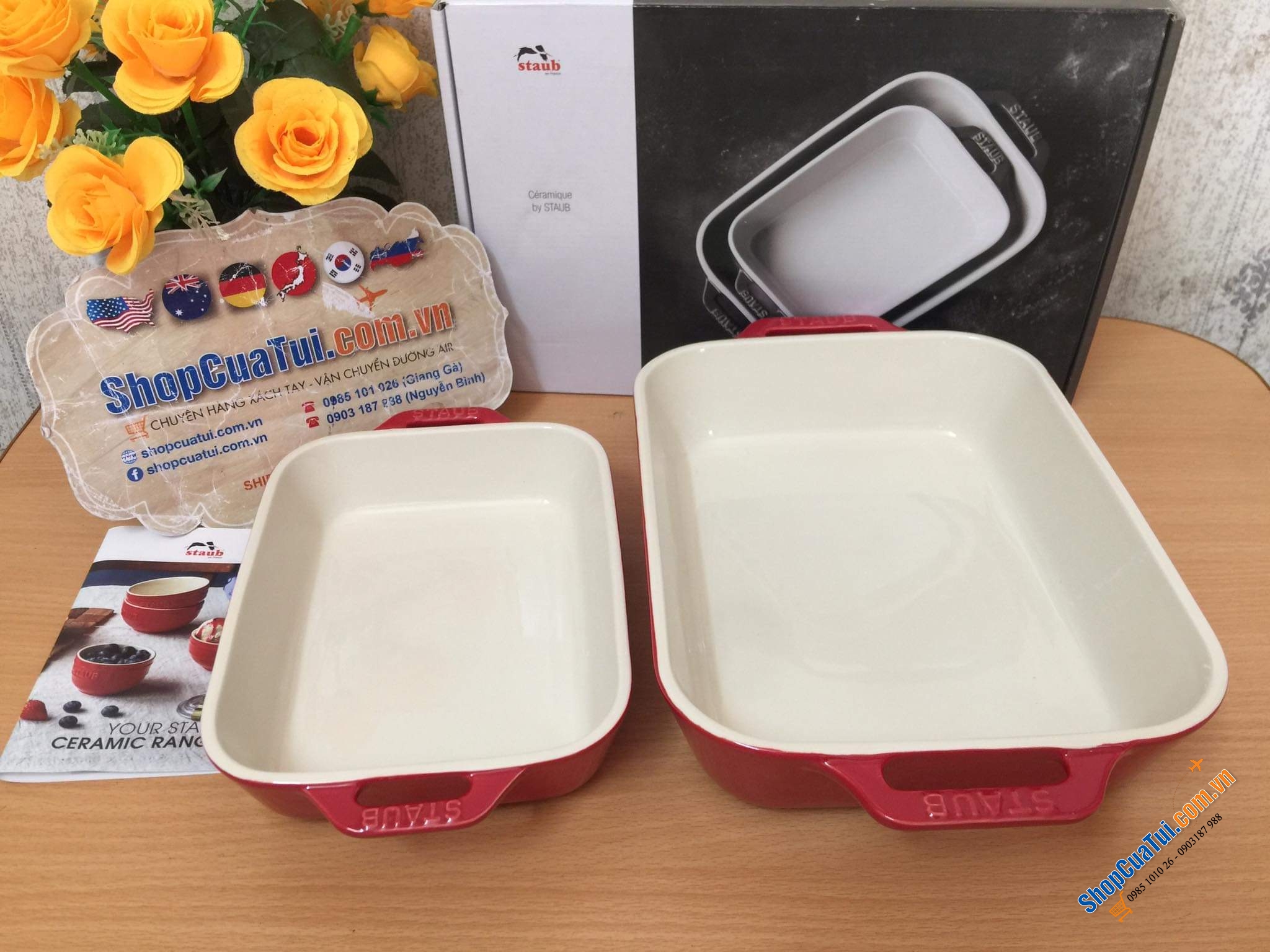 SET 2 KHAY GỐM CHỮ NHẬT BỎ LÒ STAUB.