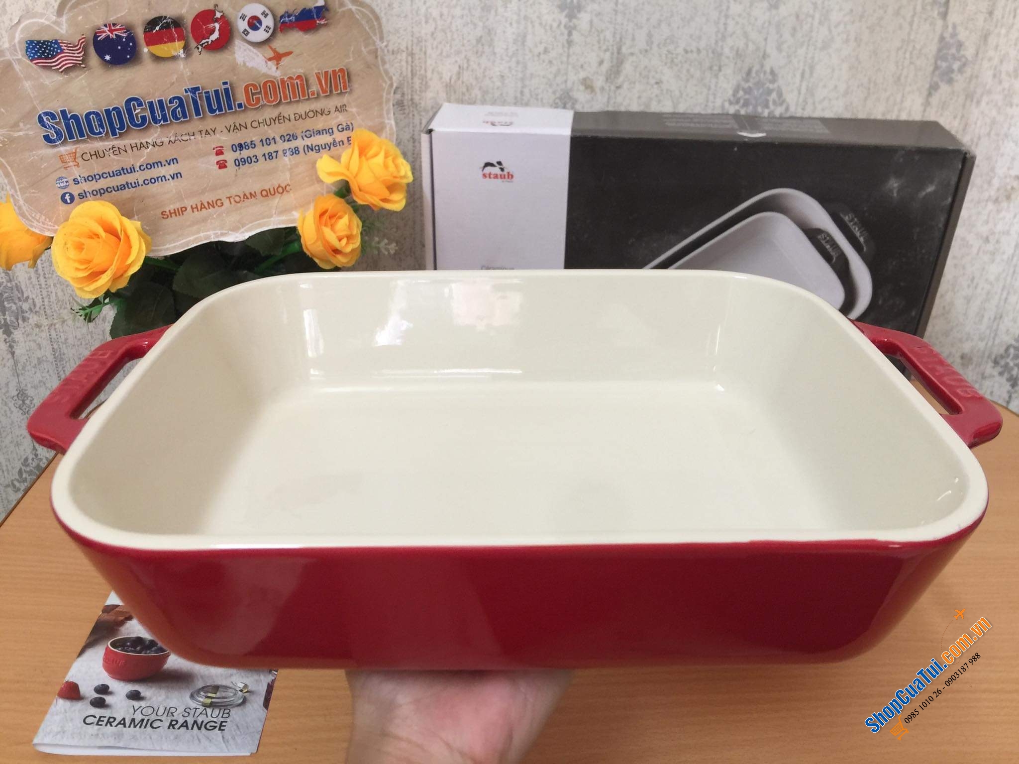 SET 2 KHAY GỐM CHỮ NHẬT BỎ LÒ STAUB.