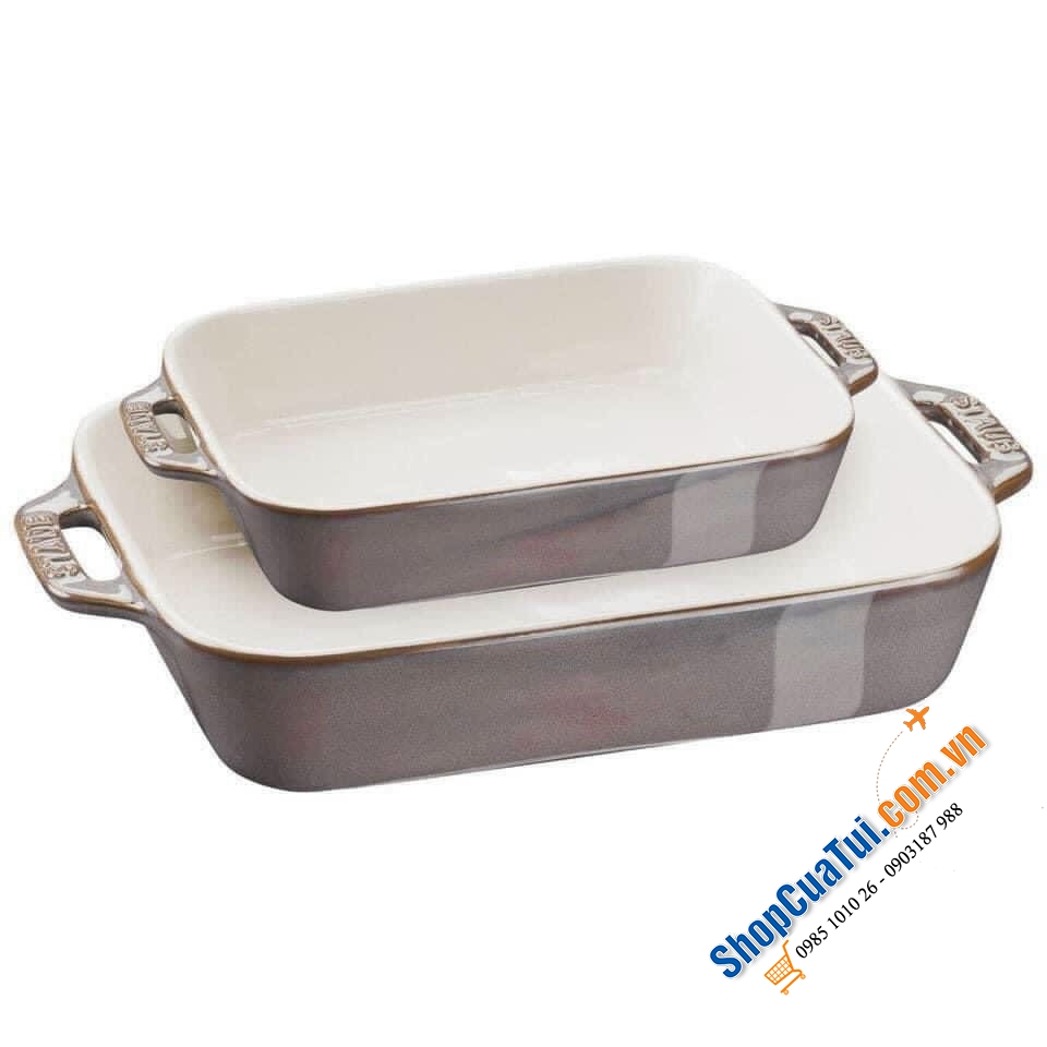 SET 2 KHAY GỐM CHỮ NHẬT BỎ LÒ STAUB.
