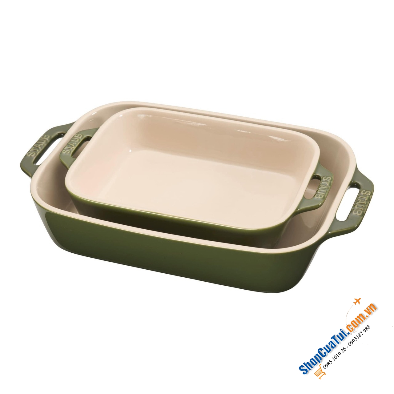 SET 2 KHAY GỐM CHỮ NHẬT BỎ LÒ STAUB.