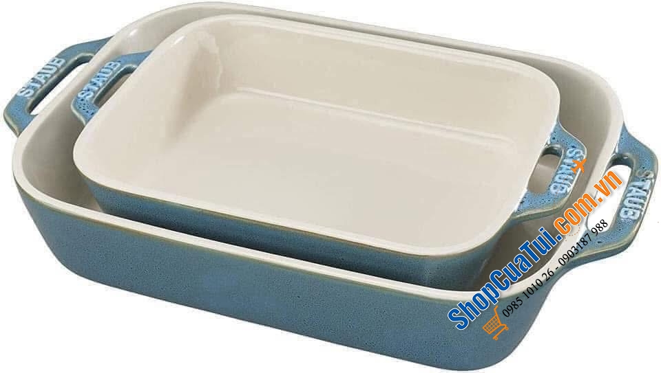 SET 2 KHAY GỐM CHỮ NHẬT BỎ LÒ STAUB.