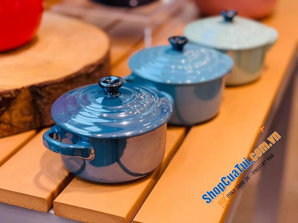 SET 3 NỒI GỐM MINI LE CREUSET NHŨ METALLICS 10 cm.