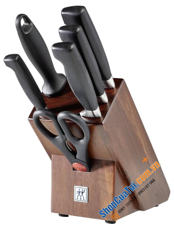 Bộ dao Zwilling Vier Sterne Four Star 7 món - Đốc gỗ óc chó nâu tự nhiên -  thuộc dòng dao đắt nhất hiện nay của Zwilling danh giá đc sx tại Đức.