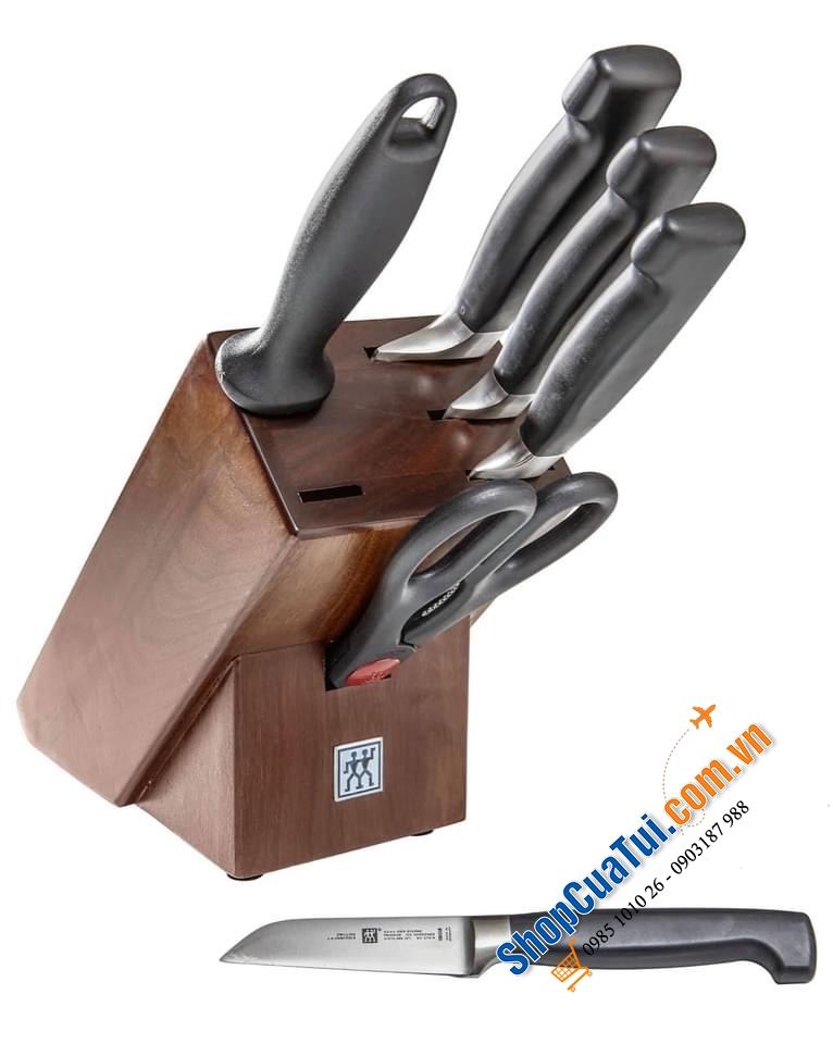Bộ dao Zwilling Vier Sterne Four Star 7 món - Đốc gỗ óc chó nâu tự nhiên -  thuộc dòng dao đắt nhất hiện nay của Zwilling danh giá đc sx tại Đức.