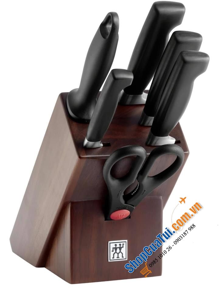 Bộ dao Zwilling Vier Sterne Four Star 7 món - Đốc gỗ óc chó nâu tự nhiên -  thuộc dòng dao đắt nhất hiện nay của Zwilling danh giá đc sx tại Đức.