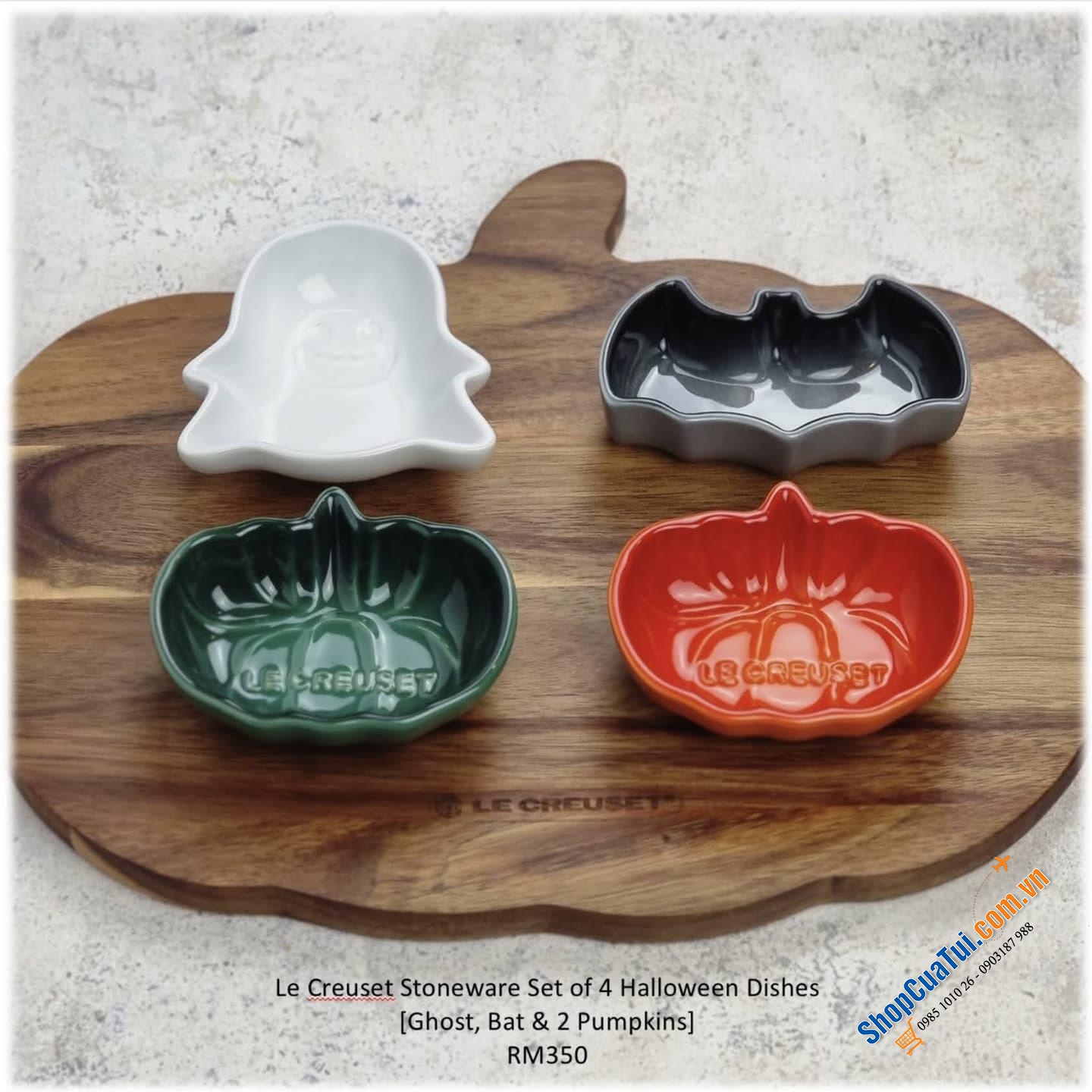 Bí ngô - SET 4 ĐĨA NHỎ HOẠ TIẾT HALLOWEEN LE CREUSET.