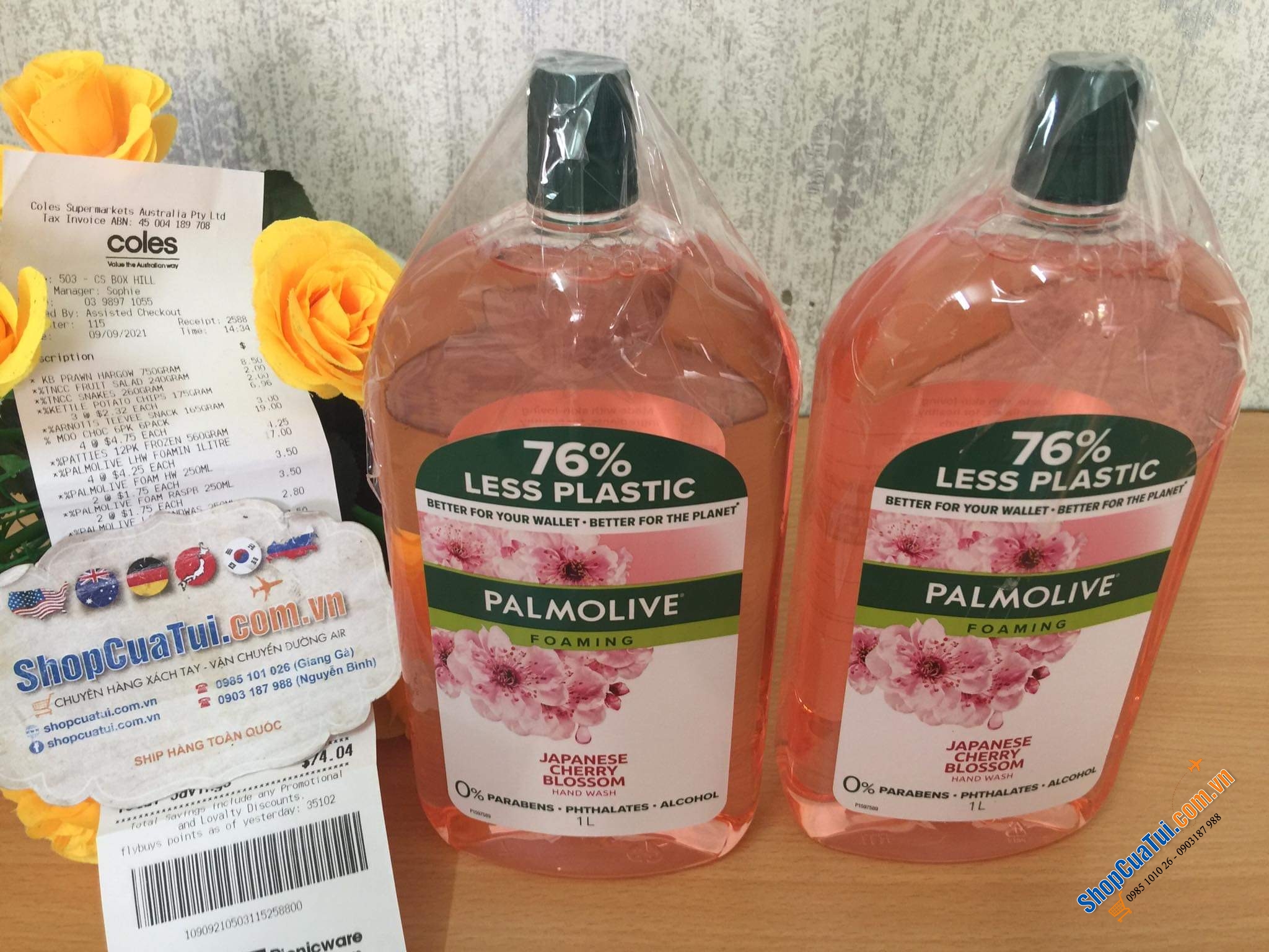 Nước rửa tay Palmolive tạo bọt hương Hoa anh đào Nhật Bản loại bỏ vi trùng - Palmolive Foaming Nourishing Hand Wash Cherry Blossom Pump chai 1 Lít