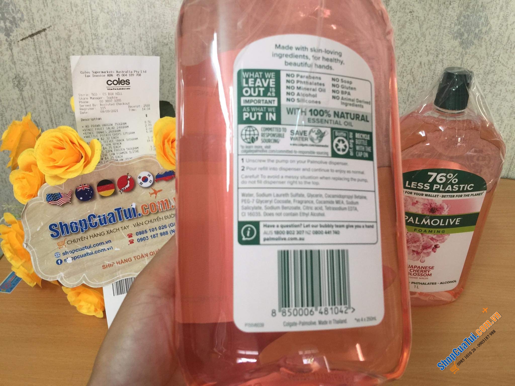 Nước rửa tay Palmolive tạo bọt hương Hoa anh đào Nhật Bản loại bỏ vi trùng - Palmolive Foaming Nourishing Hand Wash Cherry Blossom Pump chai 1 Lít