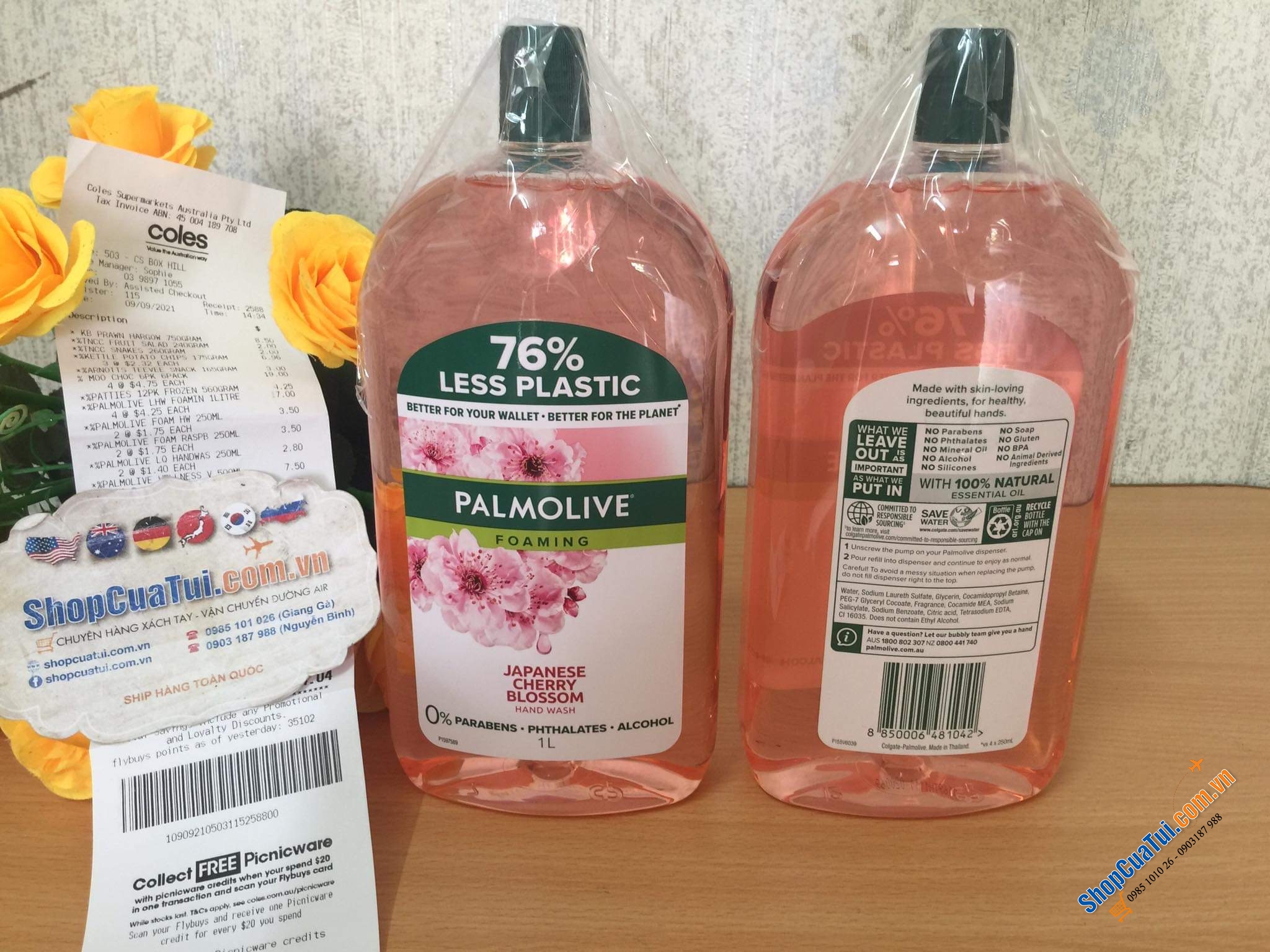Nước rửa tay Palmolive tạo bọt hương Hoa anh đào Nhật Bản loại bỏ vi trùng - Palmolive Foaming Nourishing Hand Wash Cherry Blossom Pump chai 1 Lít