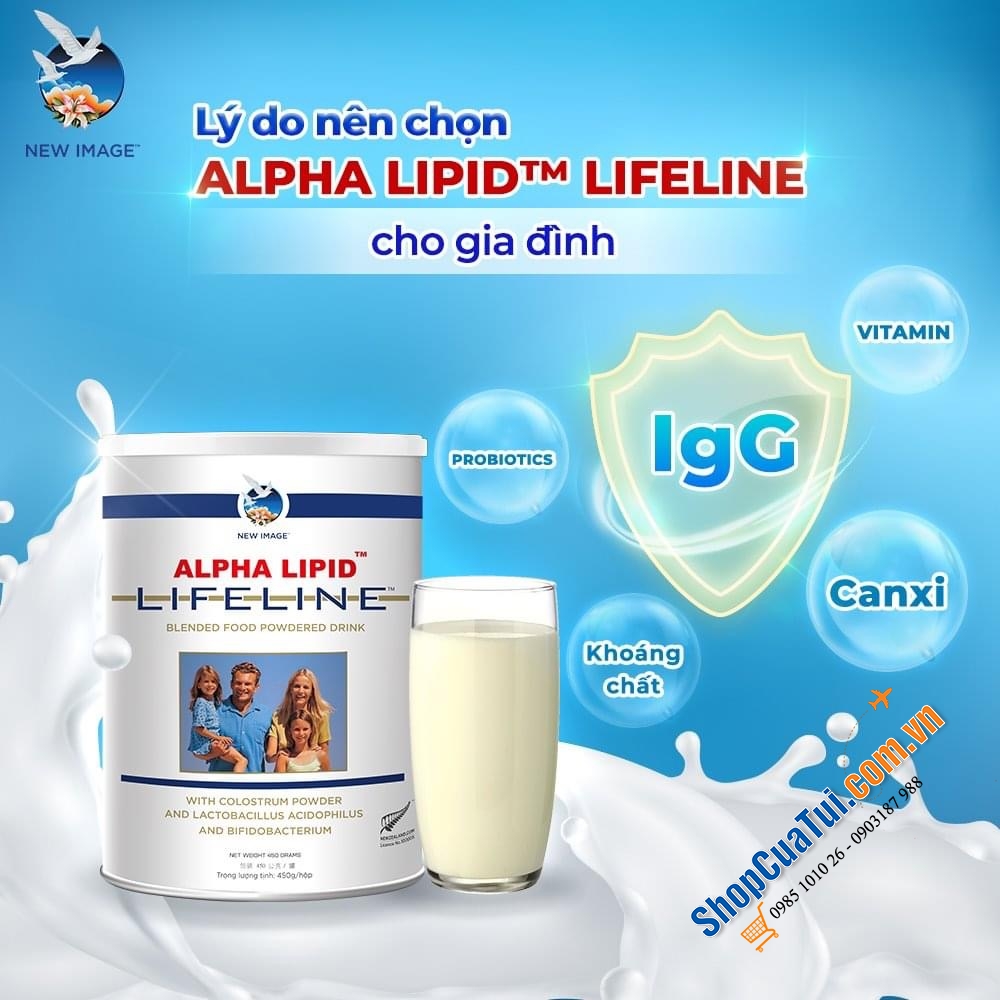 Sữa Non Alpha Lipid Lifeline 450gr - Sữa non cho người ốm, Ung thư, bệnh hiểm nghèo