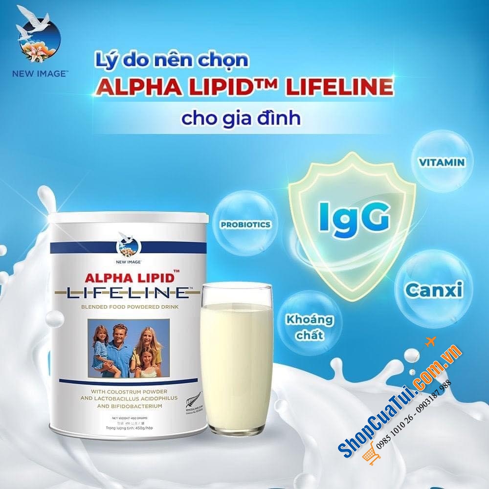 Sữa Non Alpha Lipid Lifeline 450gr - Sữa non cho người ốm, Ung thư, bệnh hiểm nghèo