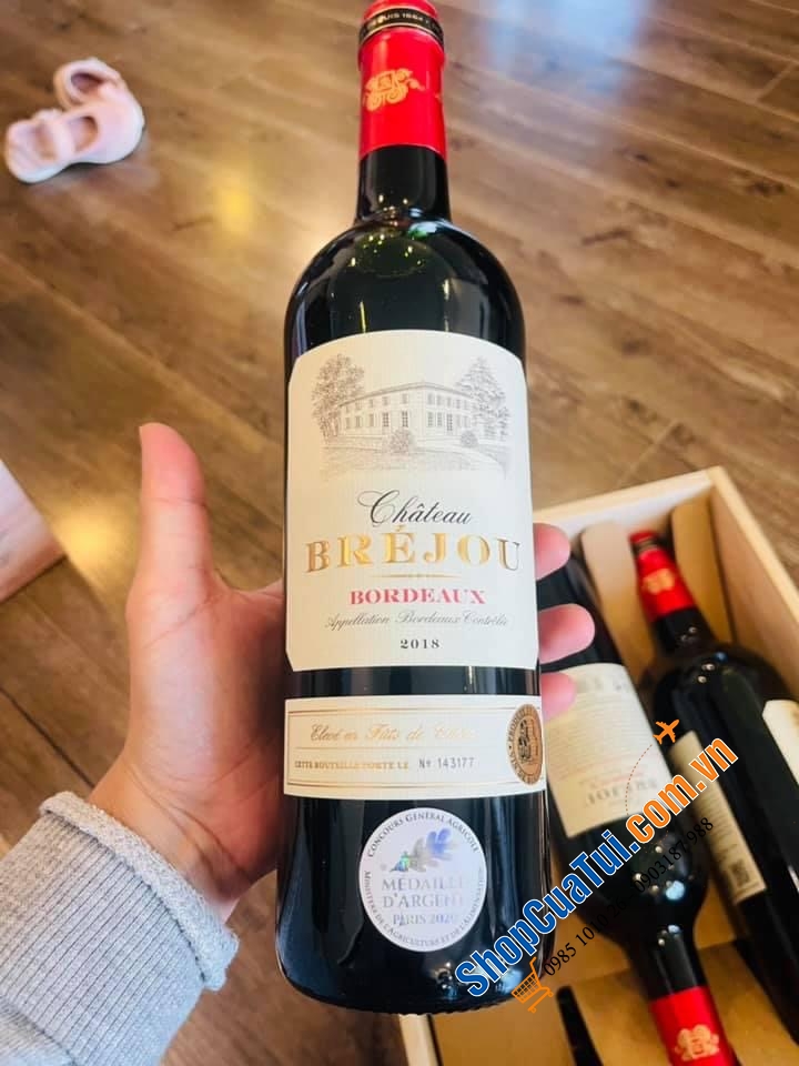 Rượu vang đỏ chát Château Bréjou Bordeaux 14,5%  (Bill mua Đức, Made in France)