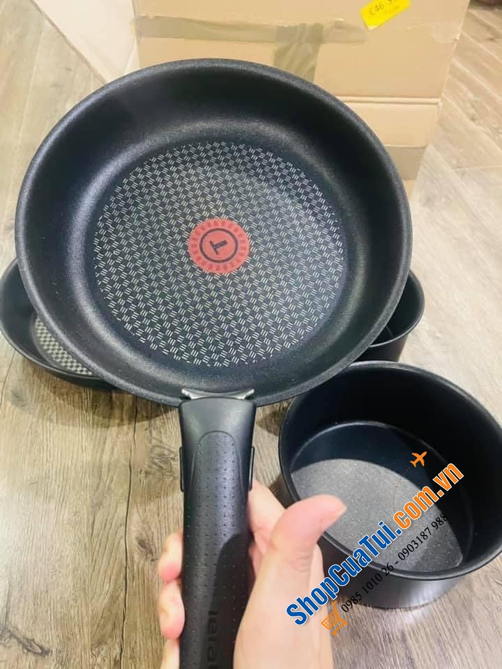 Set 2 nồi + 2 chảo, chung 1 tay cầm rời Tefal Ingenio - made in France