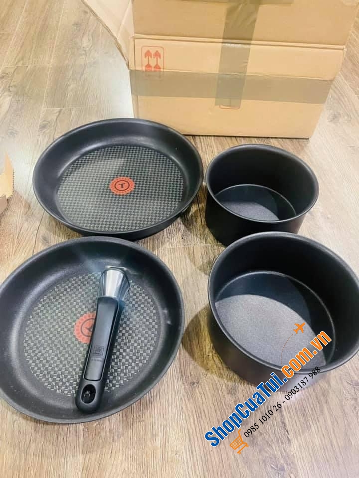 Set 2 nồi + 2 chảo, chung 1 tay cầm rời Tefal Ingenio - made in France