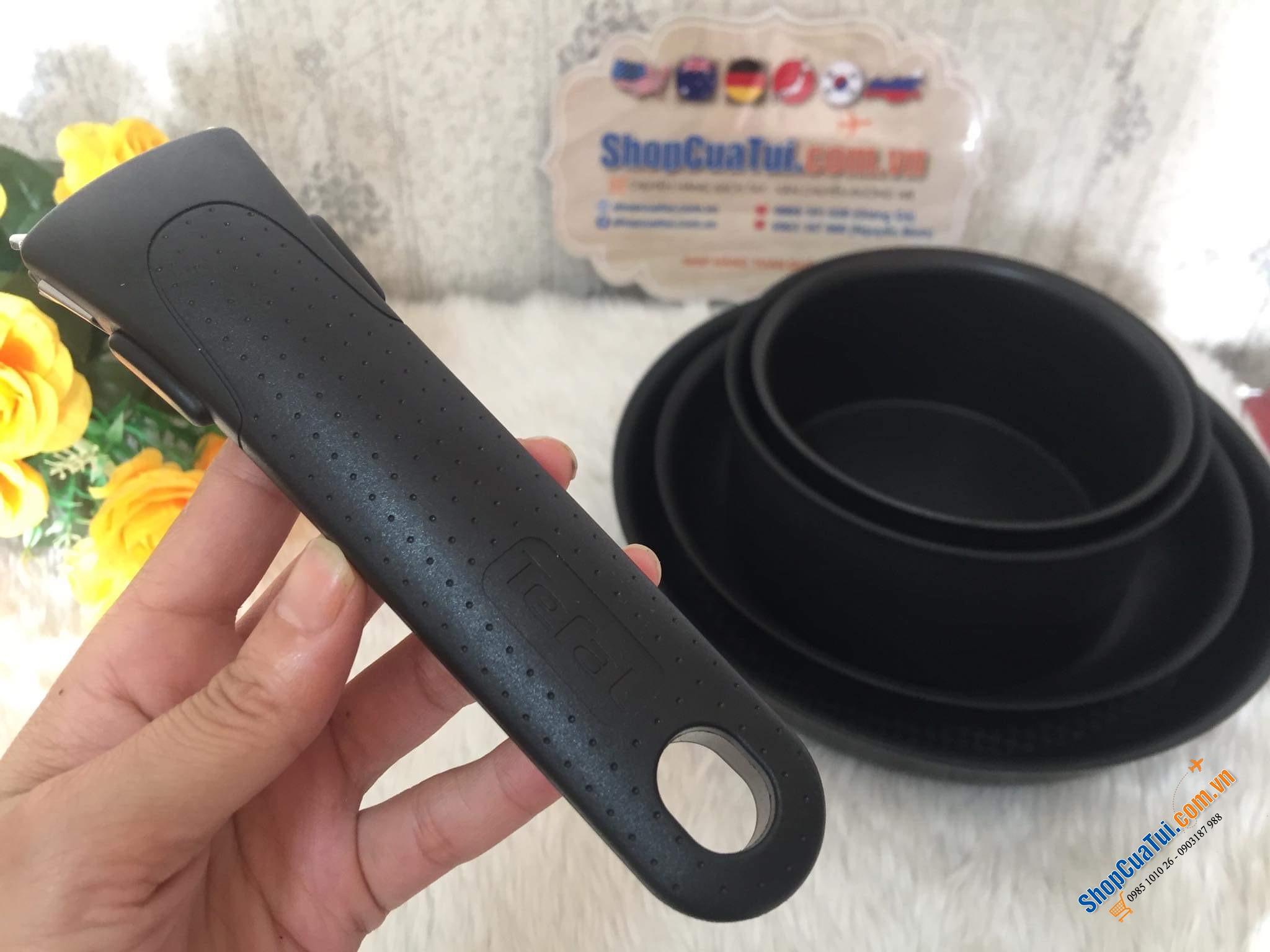 Set 2 nồi + 2 chảo, chung 1 tay cầm rời Tefal Ingenio - made in France