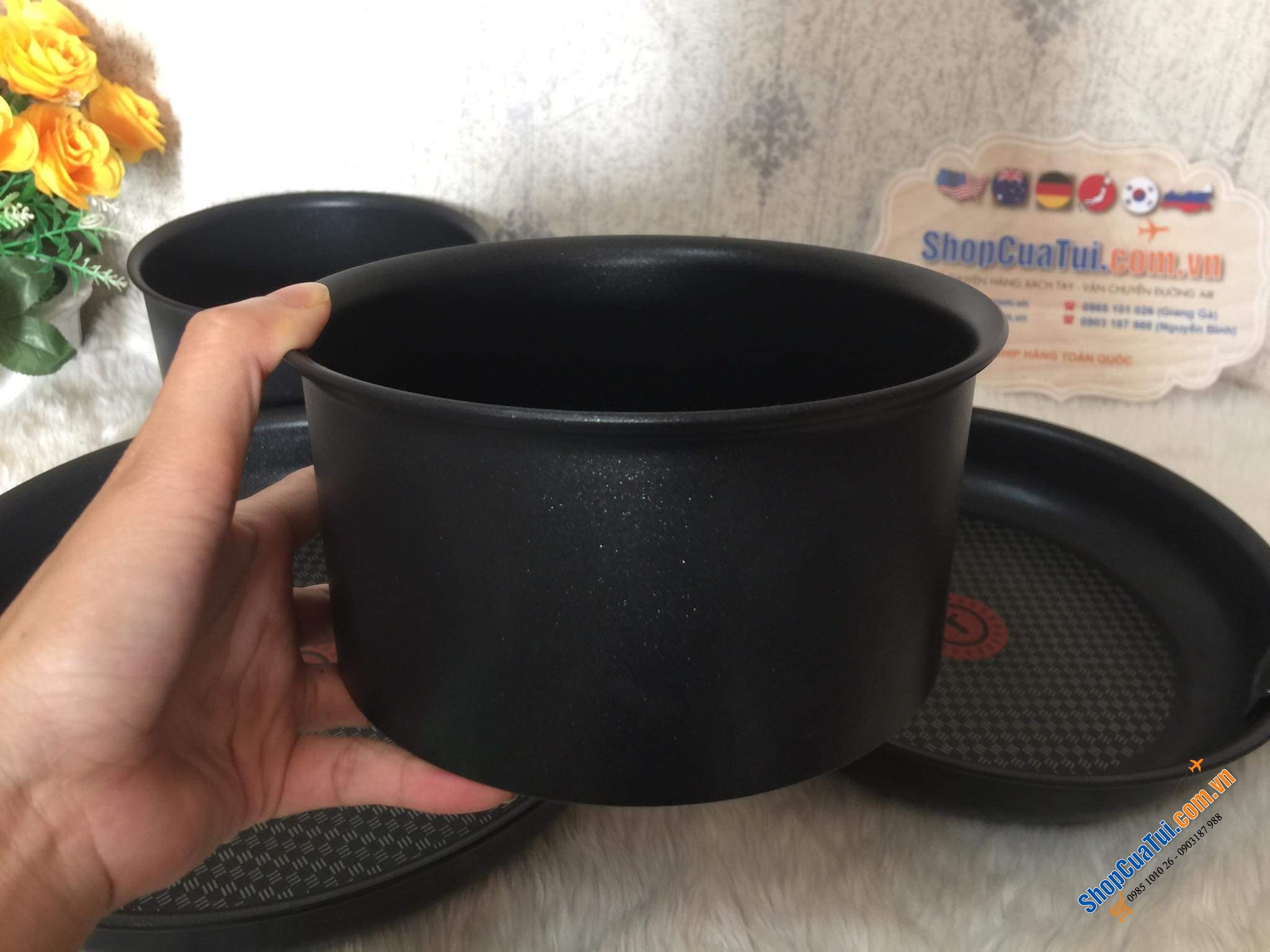 Set 2 nồi + 2 chảo, chung 1 tay cầm rời Tefal Ingenio - made in France