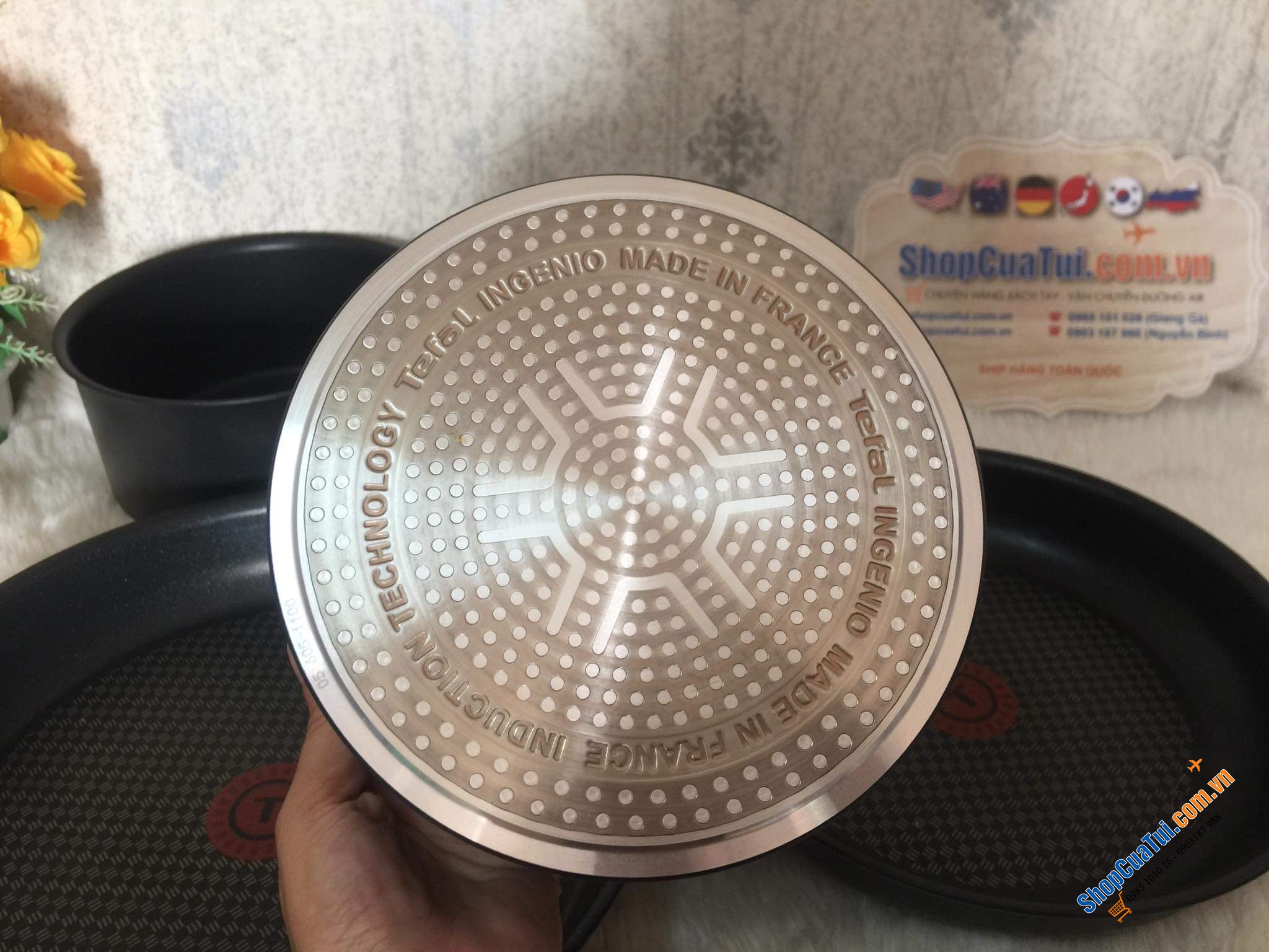 Set 2 nồi + 2 chảo, chung 1 tay cầm rời Tefal Ingenio - made in France