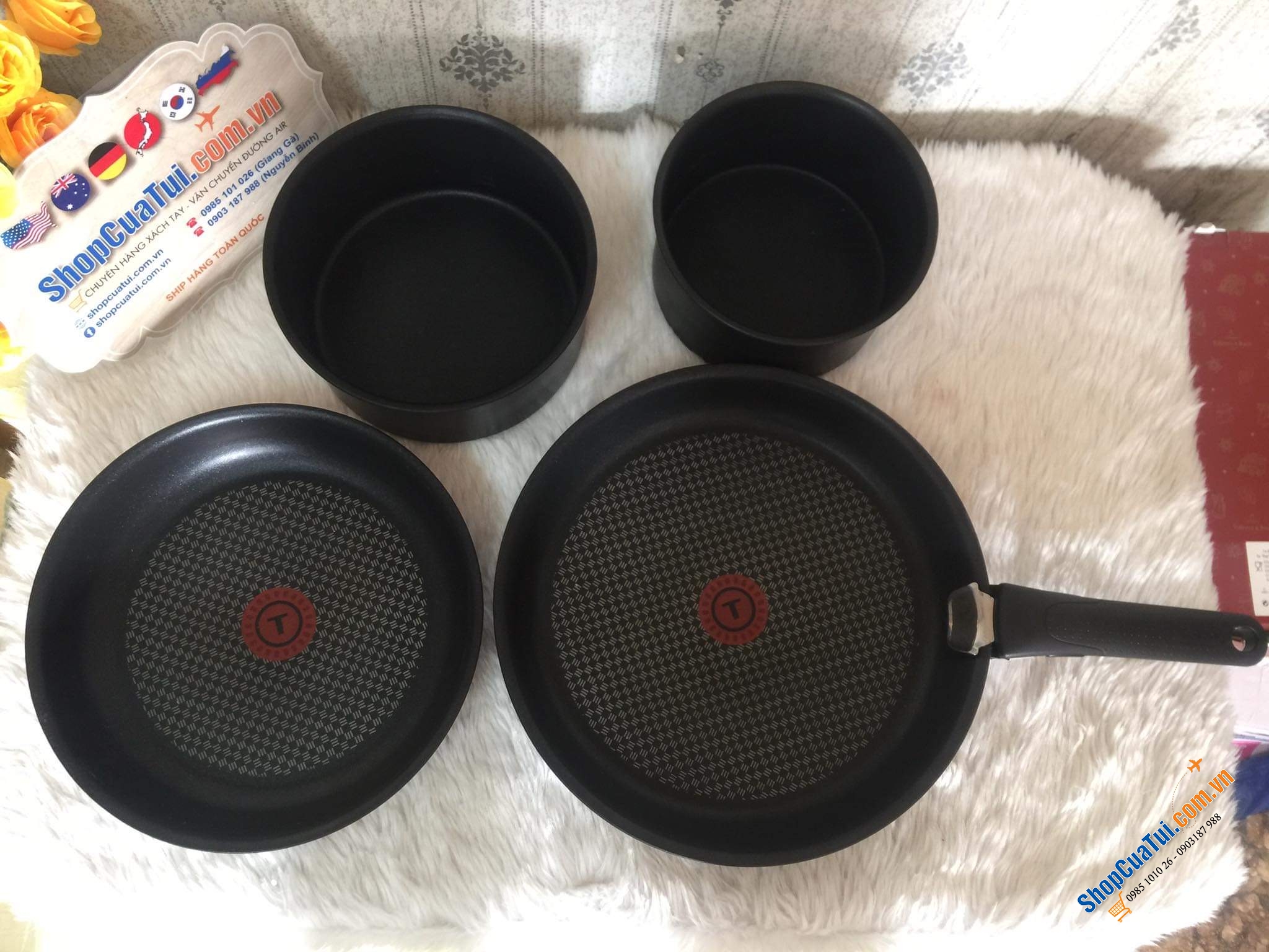 Set 2 nồi + 2 chảo, chung 1 tay cầm rời Tefal Ingenio - made in France