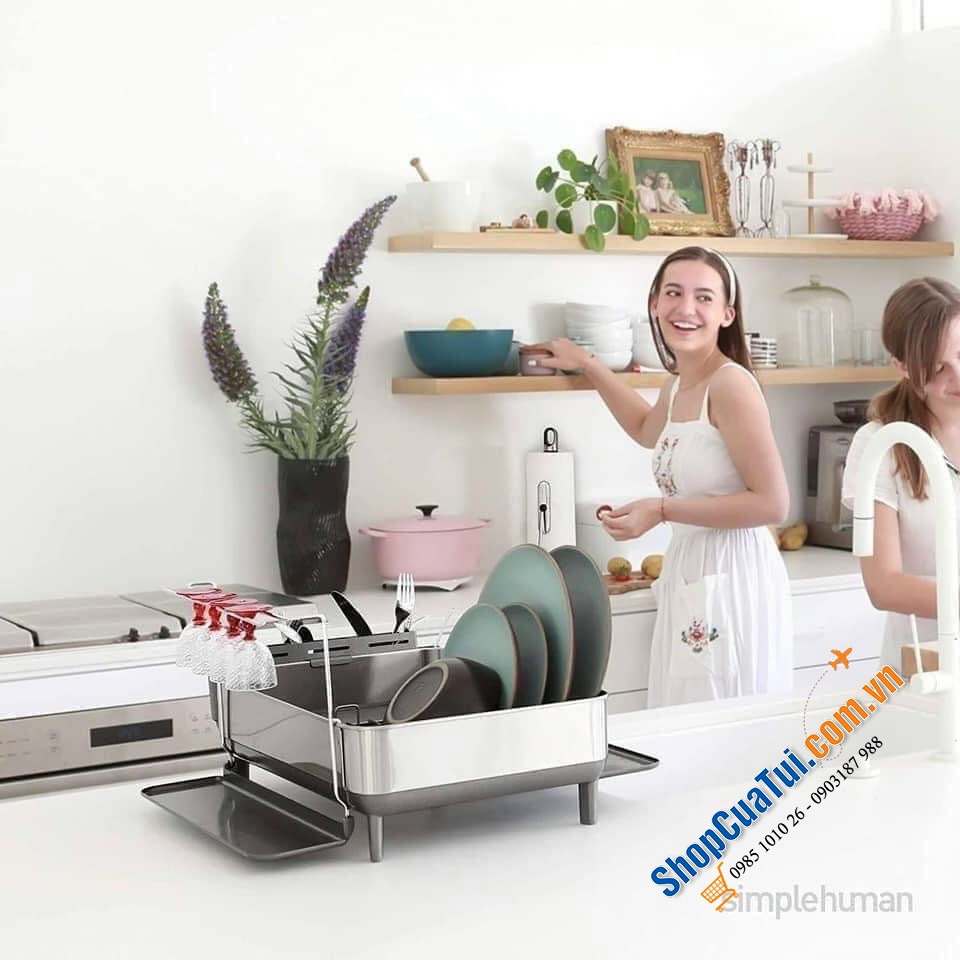 Giá úp bát inox Simplehuman Size 55x 51 x36 cm