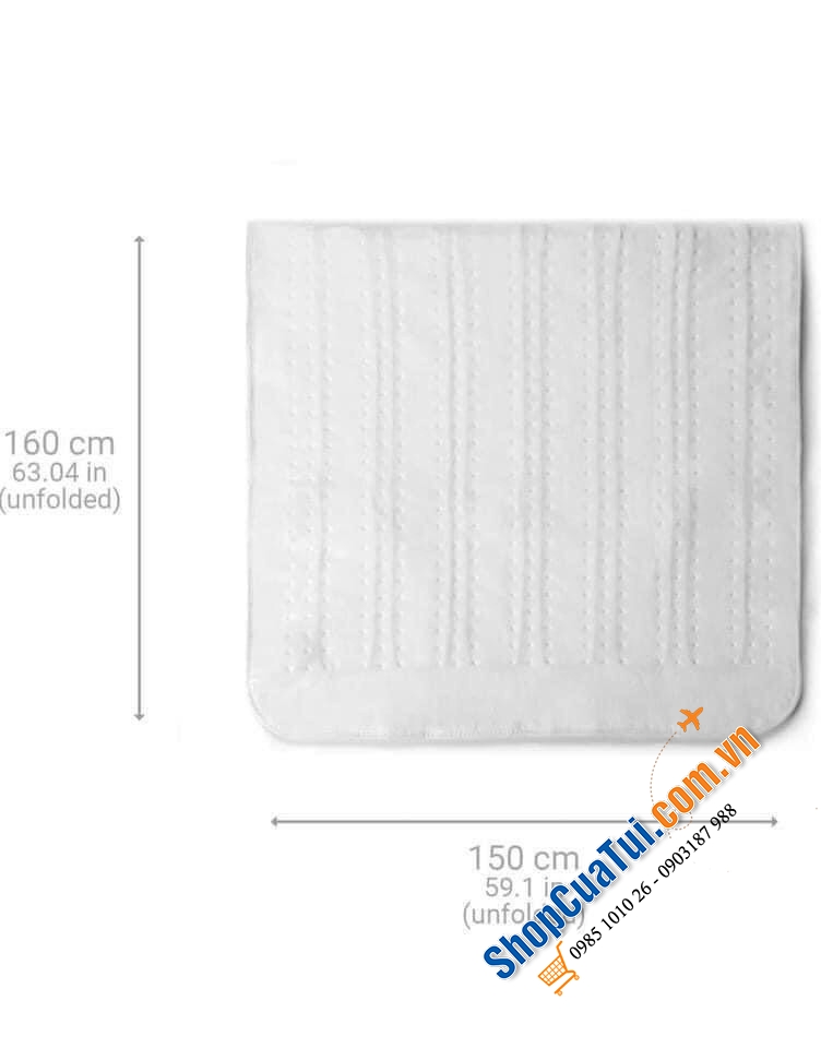 ĐỆM ĐIỆN MEDISAN HU676- SIZE TO 2 NGƯỜI, Kích thước: xấp xỉ 150 × 160 cm