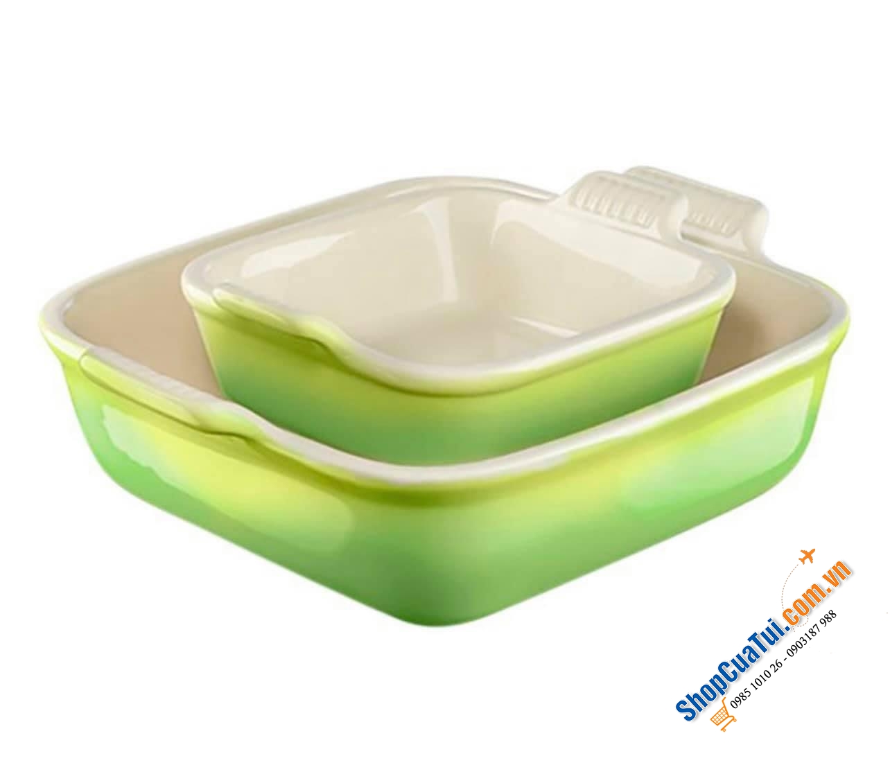 SET KHAY BỎ LÒ LE CREUSET màu xanh Palm siêu đẹp.