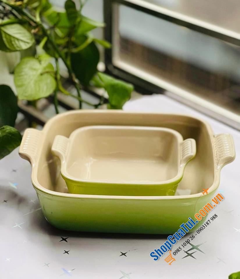 SET KHAY BỎ LÒ LE CREUSET màu xanh Palm siêu đẹp.