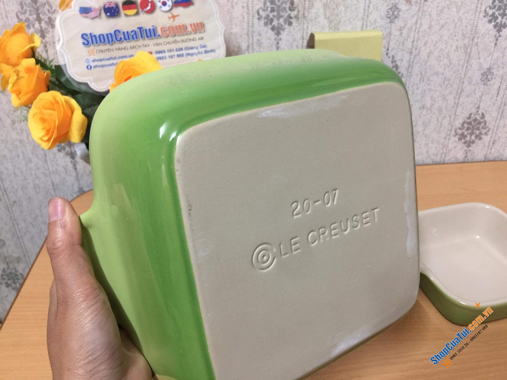 SET KHAY BỎ LÒ LE CREUSET màu xanh Palm siêu đẹp.