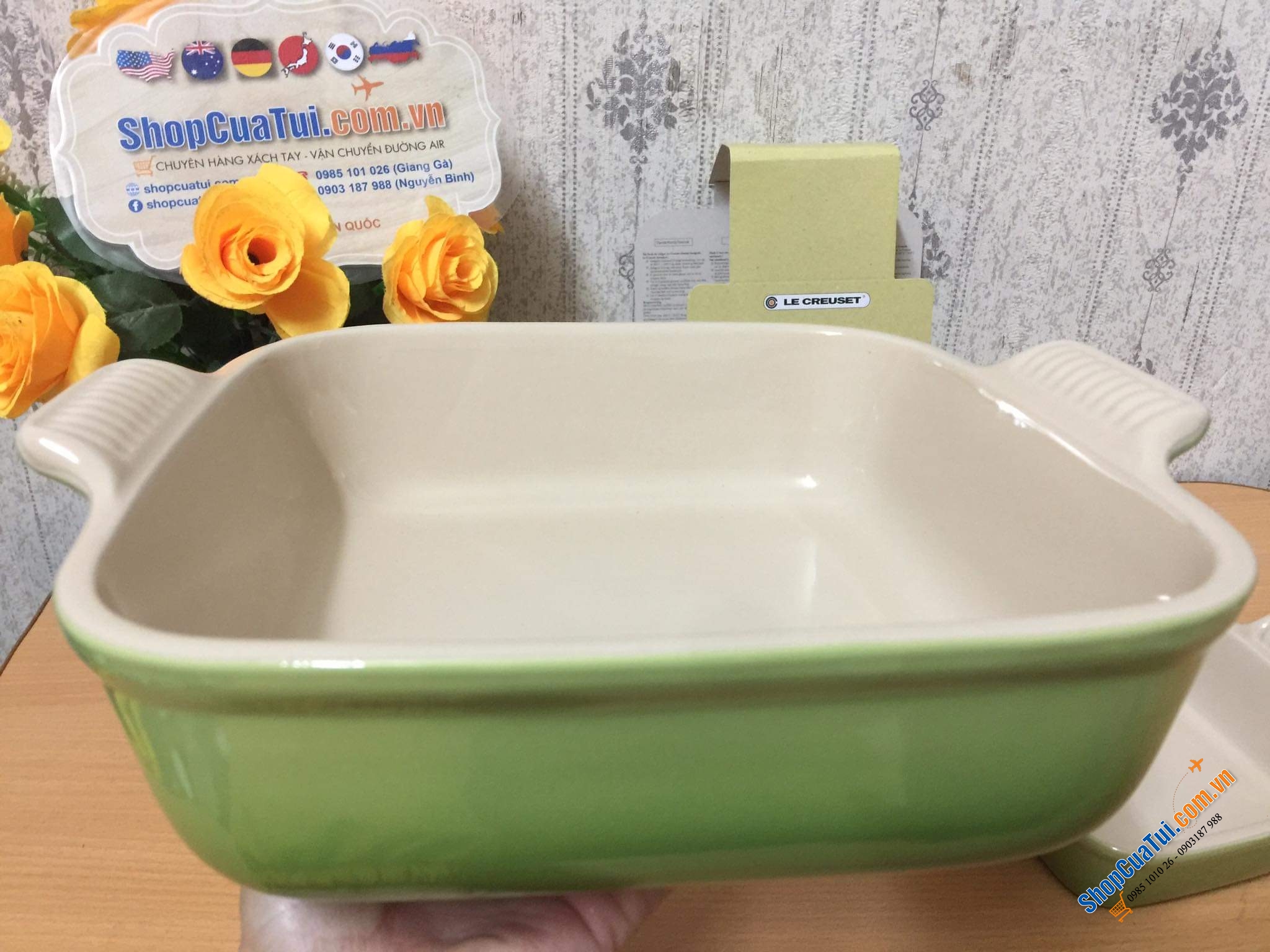 SET KHAY BỎ LÒ LE CREUSET màu xanh Palm siêu đẹp.