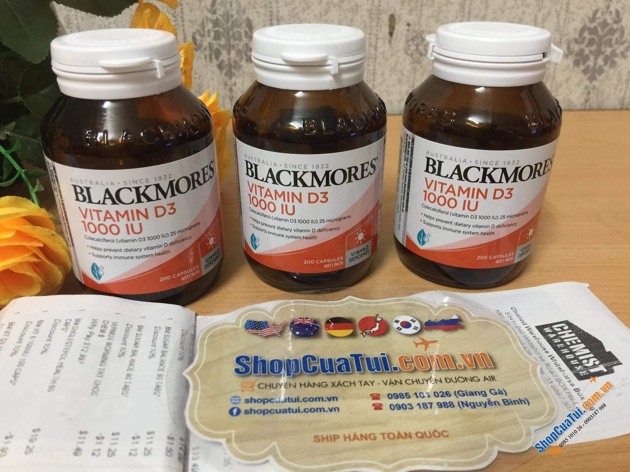 Viên uống bổ sung Vitamin D3 BLACKMORES VITAMIN D3 1000IU của Úc - Blackmores Vitamin D3 1000IU 200 Capsules - giúp tăng sức đề kháng và hệ miễn dịch