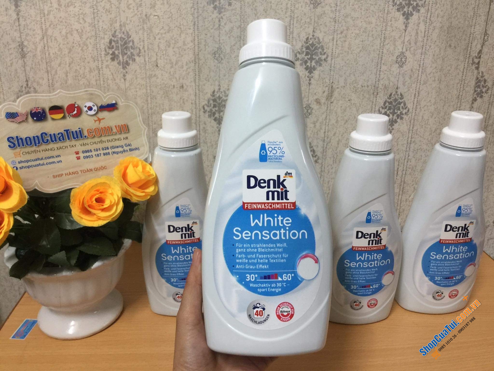 NƯỚC GIẶT DÀNH CHO QUẦN ÁO TRẮNG DENKMIT WHITE SENSATION 1L.