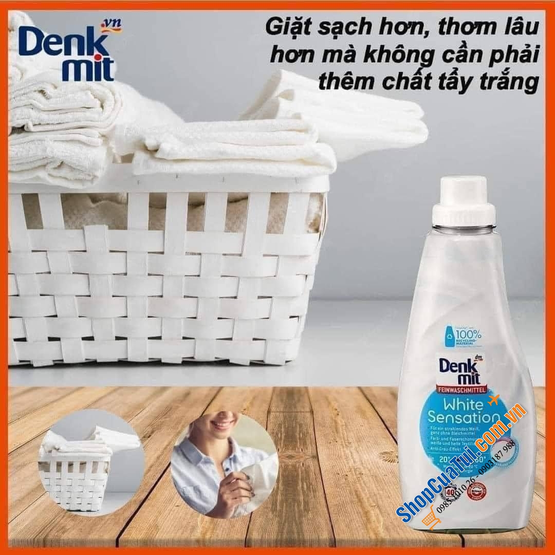 NƯỚC GIẶT DÀNH CHO QUẦN ÁO TRẮNG DENKMIT WHITE SENSATION 1L.