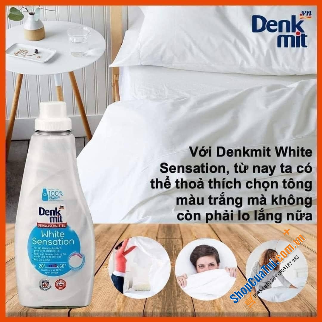 NƯỚC GIẶT DÀNH CHO QUẦN ÁO TRẮNG DENKMIT WHITE SENSATION 1L.