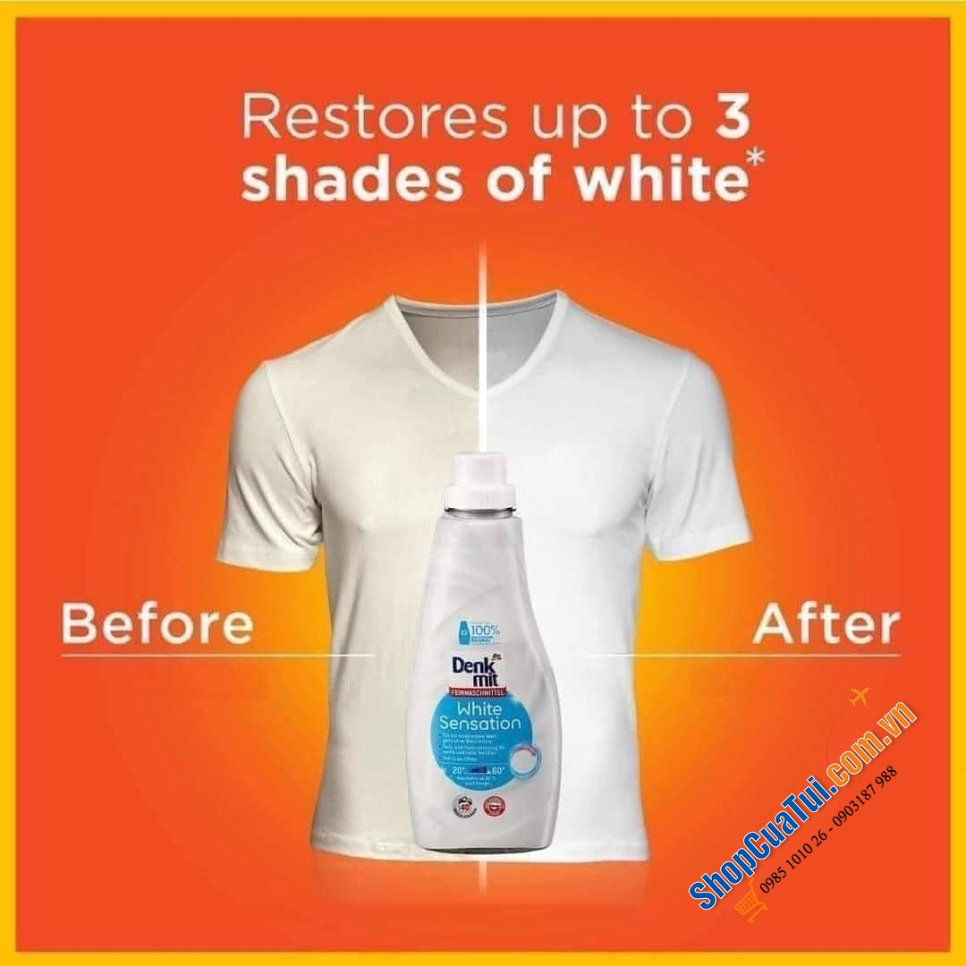 NƯỚC GIẶT DÀNH CHO QUẦN ÁO TRẮNG DENKMIT WHITE SENSATION 1L.