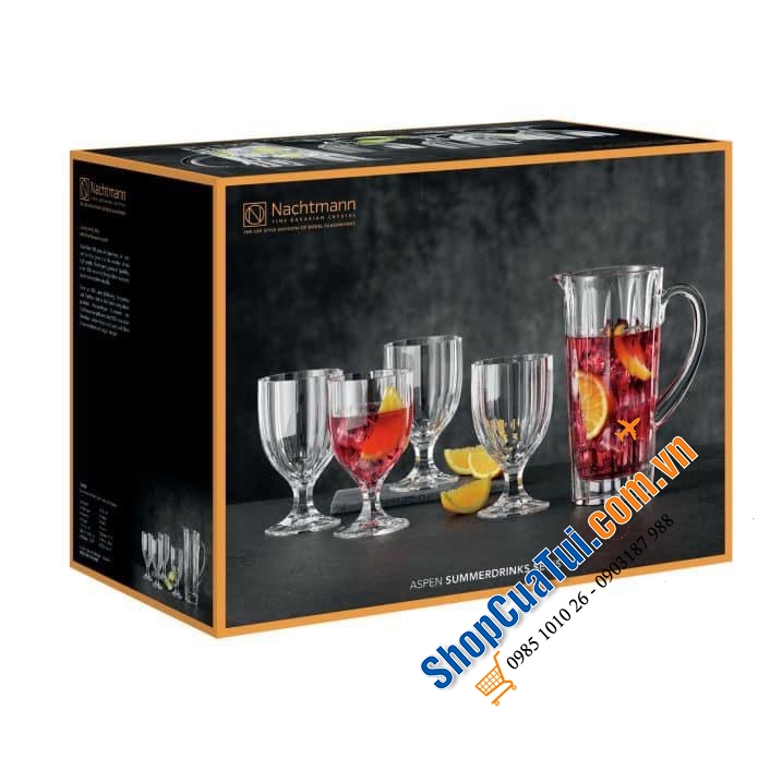 Bộ bình kèm 4 ly pha lê Nachtmann Aspen summerdrinks.