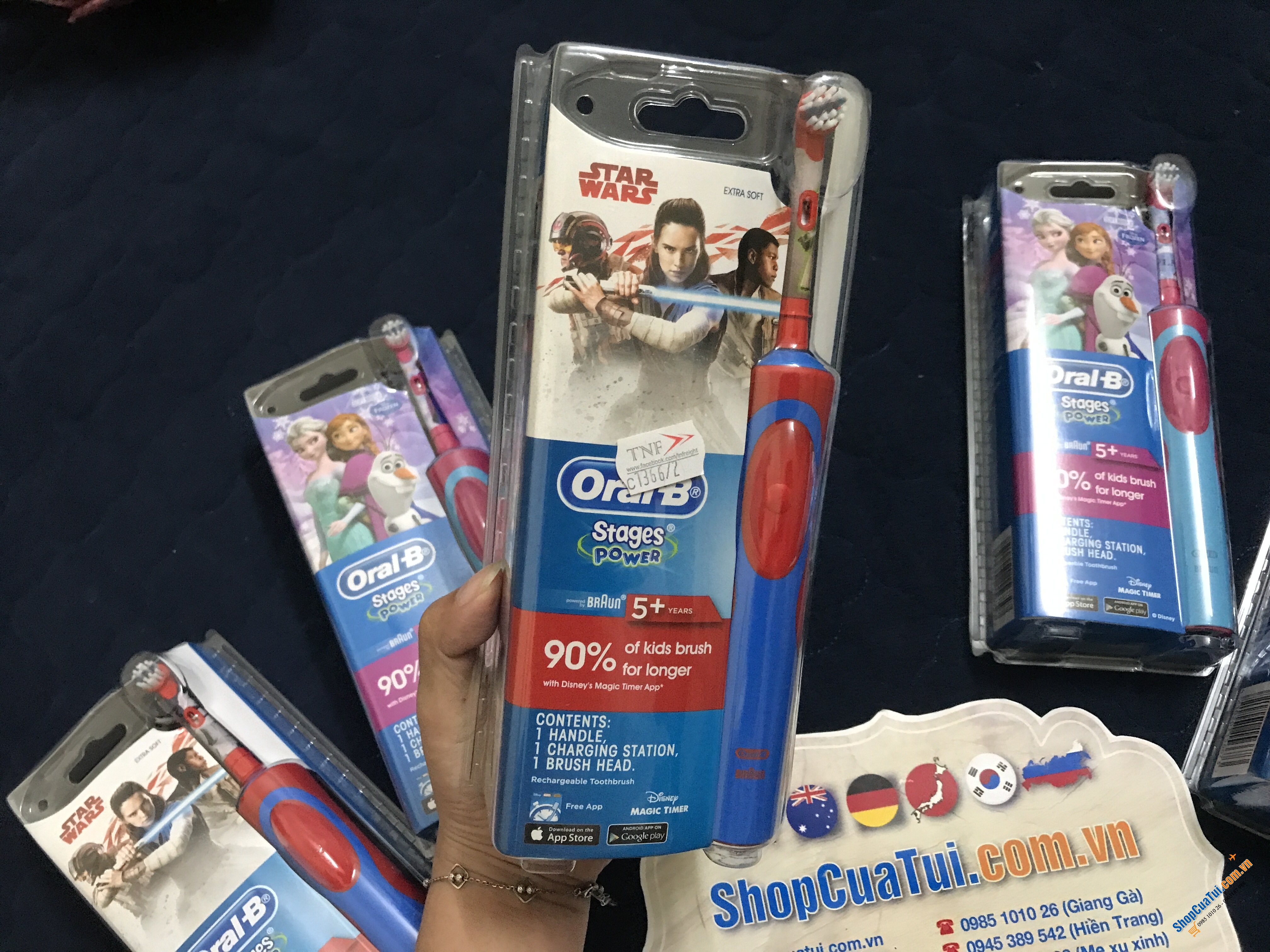 Bàn chải điện Oral B cho trẻ em - đầu chải nhỏ hơn bàn chải người lớn, không hại răng sữa. MADE IN GERMANY.